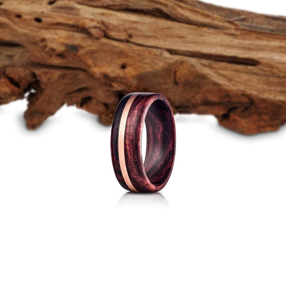 Gents Zirconium and wood wedding ring purple heart – Oscar and Olivia  Jewellery